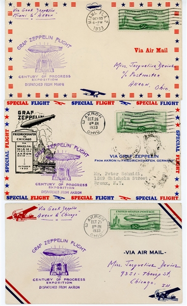 USA Scott C18 - 3 First Flight Covers (Est $100-150)
