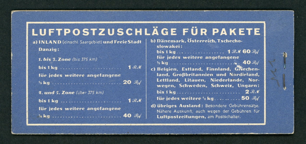 Germany Michel MH20 Scarce Airmail Booklet (€650)
