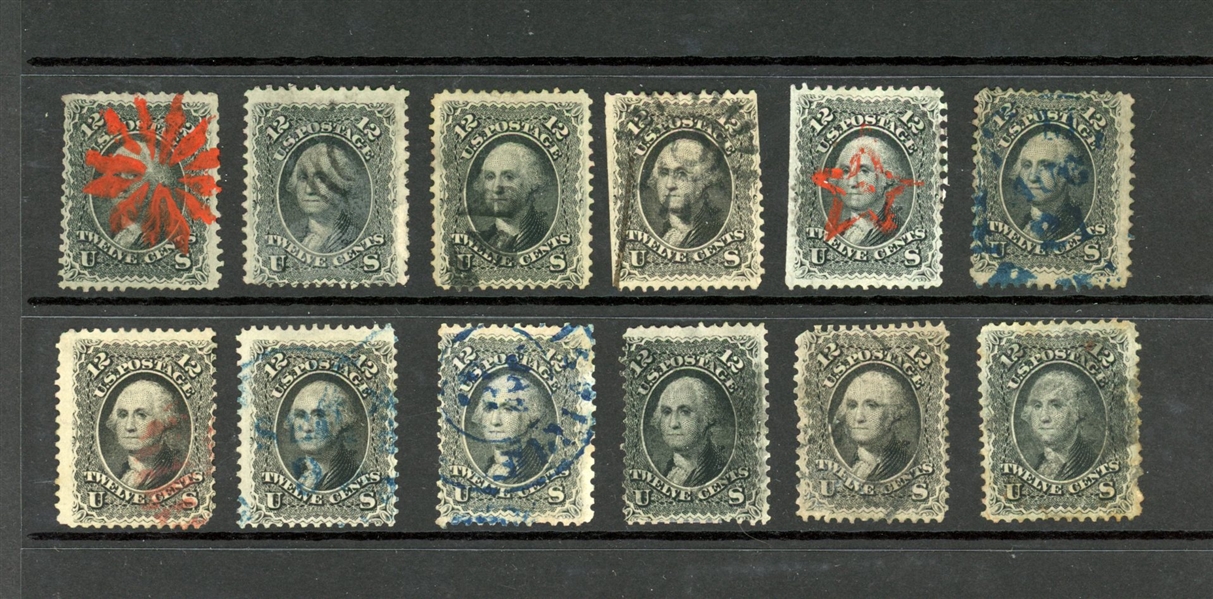 USA Scott 69 Used Accumulation, 12 Stamps (Est $300-400)