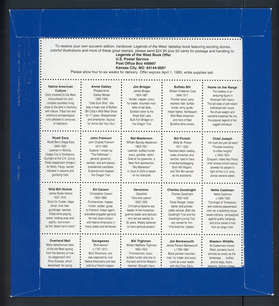 USA Scott 2870 MNH Recalled Legends Sheet in Blue Envelope (SCV $125)