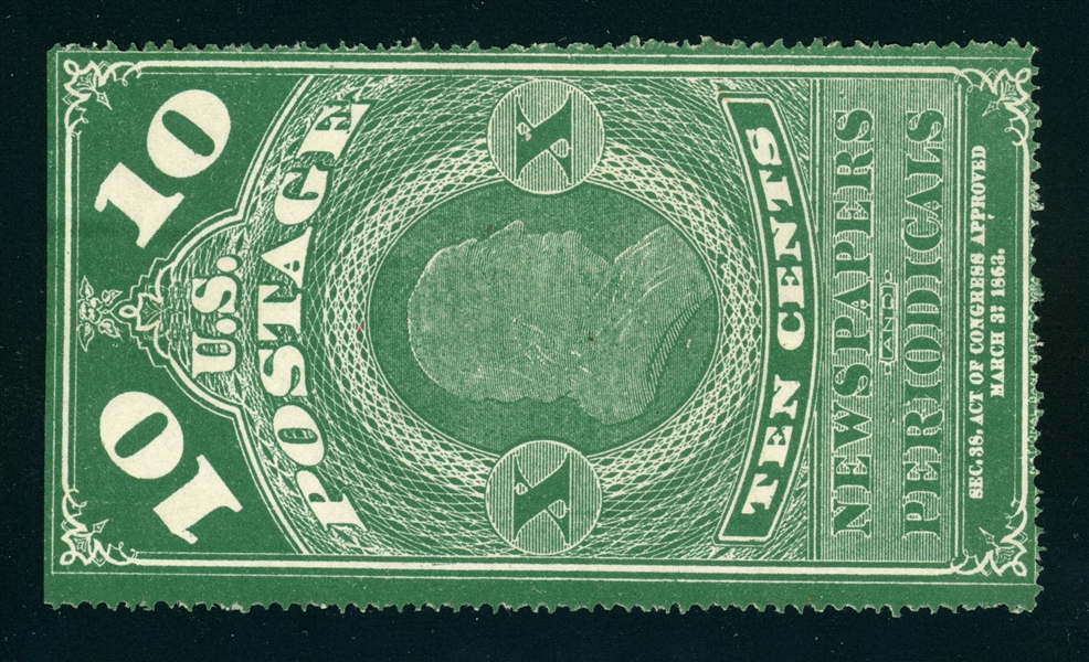 USA Scott PR2 Unused Fine, 1865 10c Issue (SCV $300)