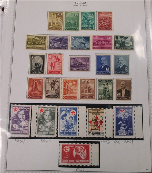 Turkey Collection on Album Pages to 1950 (Est $100-200)
