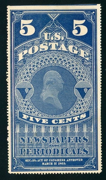 USA Scott PR8 Unused F-VF, 1881 5c Newspaper (SCV $650)