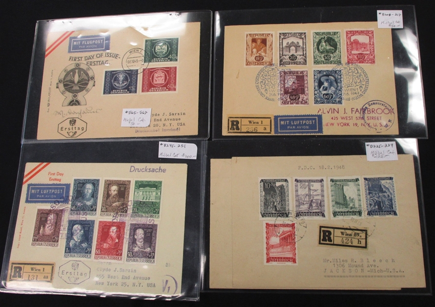 Austria 1947-1949 First Day Cover Group (Est $200-300)
