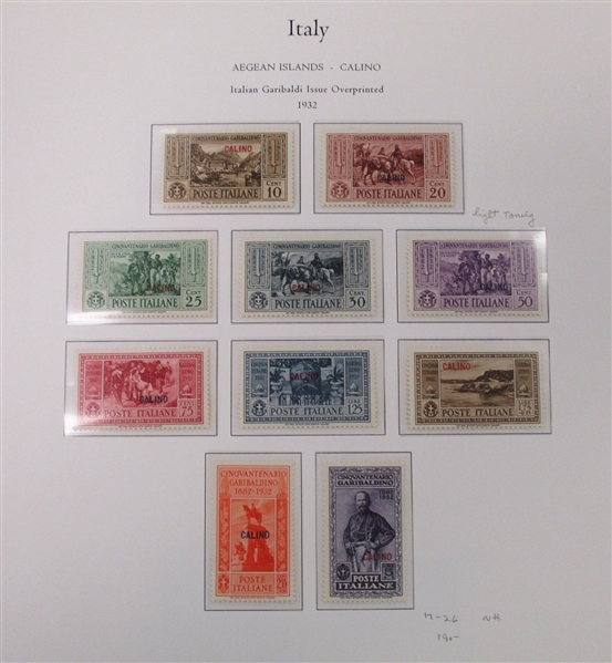Italy Aegean Islands Collection in Palo Hingeless Album (Est $750-1000)