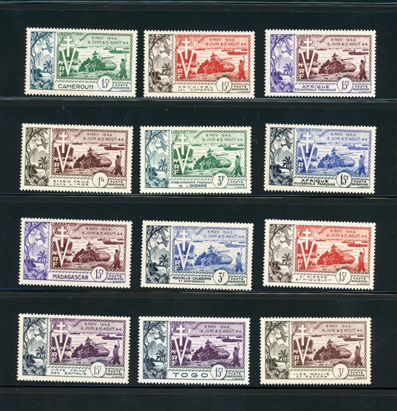 French Colonies 1954 Liberation Series MNH Complete (SCV $143) 