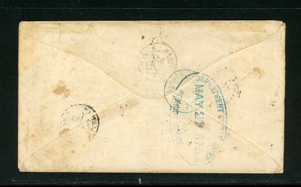 France Scott 27-28 on 1873 Cover to USA via England (Est $100-150)