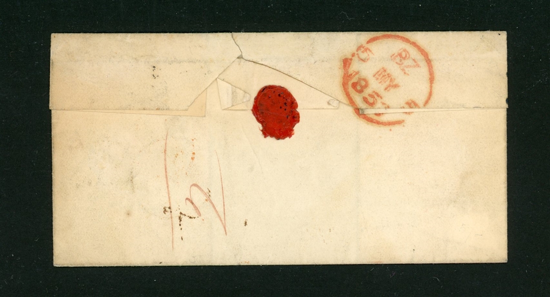 Italy Stampless Folded Letter,  Pisa to London, 1853 (Est $75-100)
