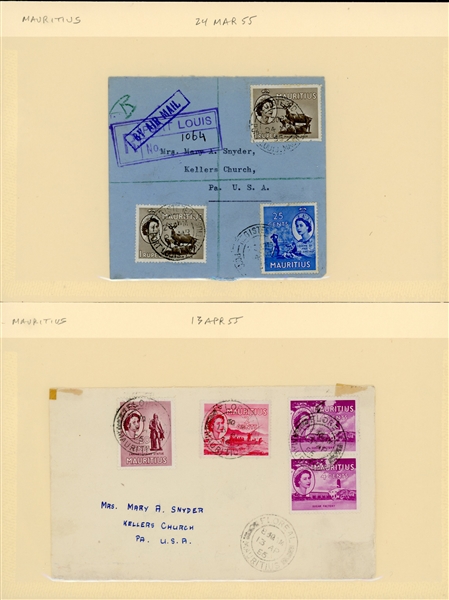 Mauritius Cover Lot - 19 Different 1920's-1970's (Est $50-80)