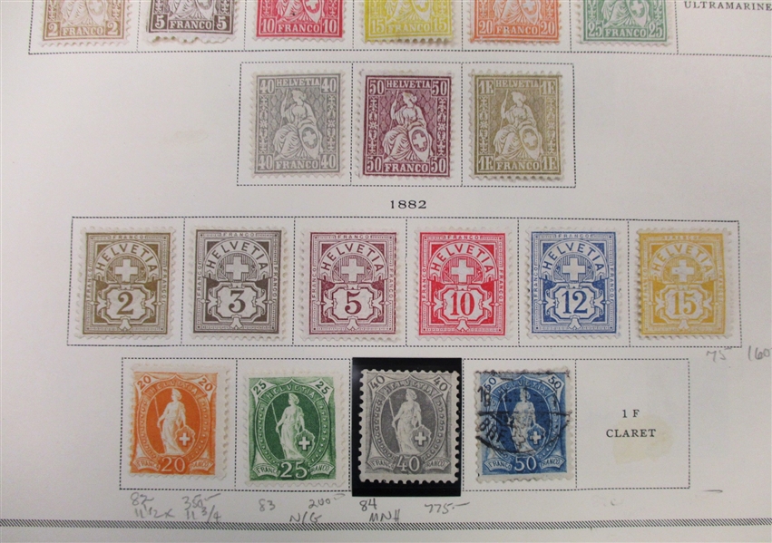 Switzerland - Outstanding Unused/Used Stamp Collection to 1940 (Est $950-1250)