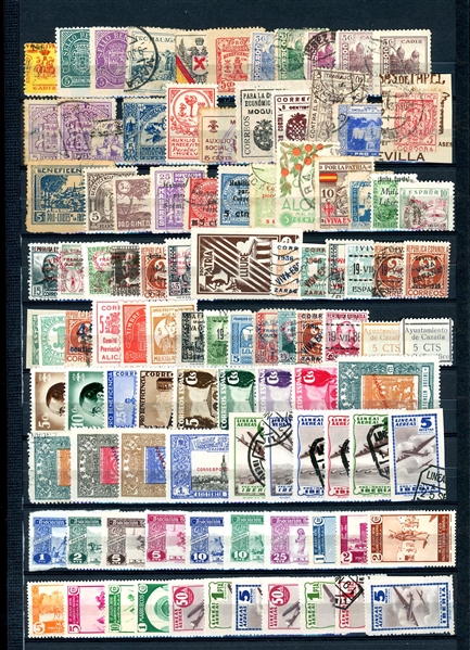 Spanish Civil War Accumulation of Stamps and Souvenir Sheets (Est $200-300)
