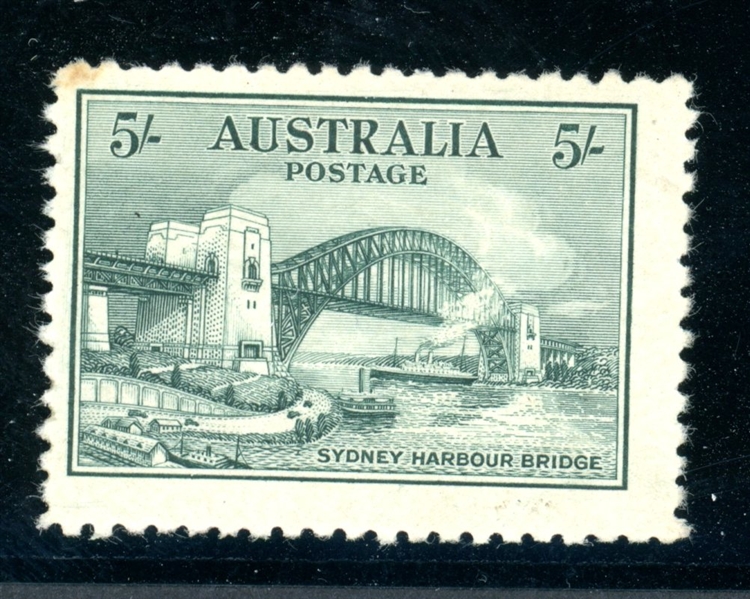 Australia Scott 132 MLH F-VF, 5/- Sydney Bridge (SCV $460)