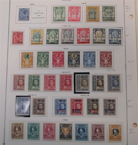 Thailand - Clean Mostly Unused Stamp Collection to 1940 (Est $300-450)