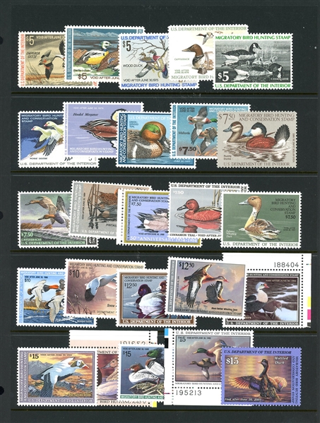 USA Ducks, 25 Different MNH, Scott RW39//RW67 (Face $230)