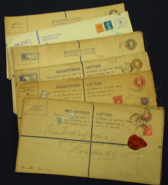 Great Britain Large Registered Envelopes Mint and Used (Est $80-120)