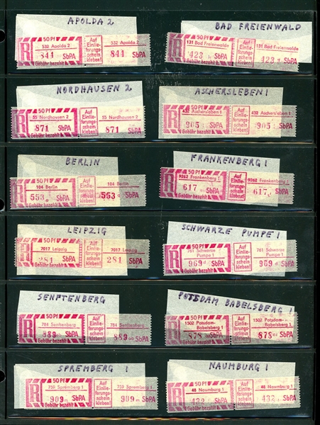 German Registration Labels - 38 Diff Post Offices (Est $75-100)