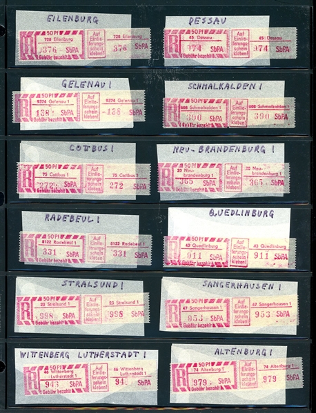 German Registration Labels - 38 Diff Post Offices (Est $75-100)