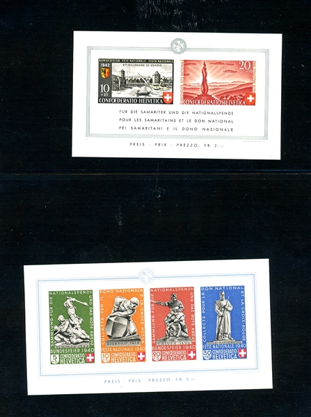 Switzerland Souvenir Sheets, All MNH, Several Better (SCV $1225)