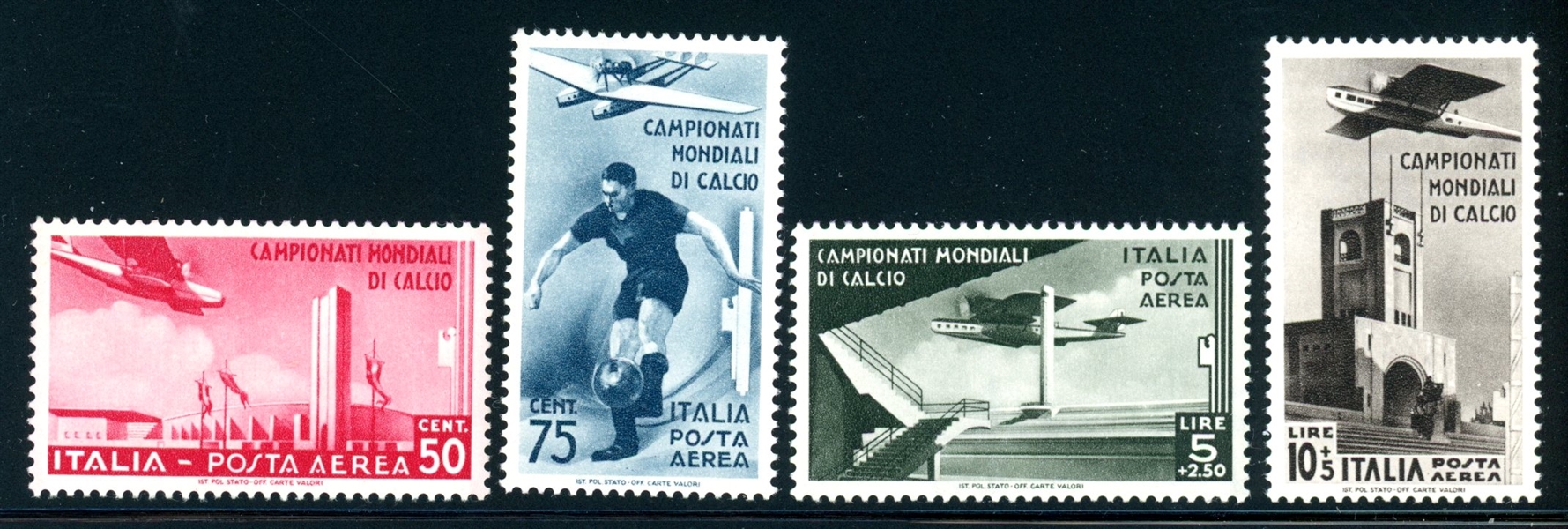Italy Scott C62-C65 MNH VF, 1934 Soccer Airmails (SCV $332.50)
