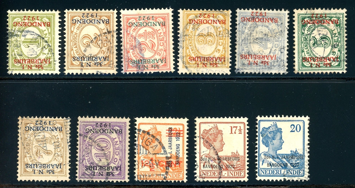 Netherlands Indies Scott 102a-123a Used Complete Set, 1922 Overprints (SCV $261)