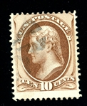 USA Scott 139 Used, Avg-Fine, 1870 H Grill with 2021 Crowe Cert (SCV $800)