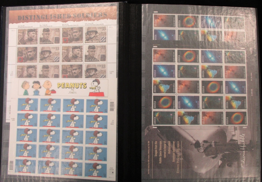 USA Mint Sheets in a Lighthouse Stockbook, 32c-34c Values (Face $423)