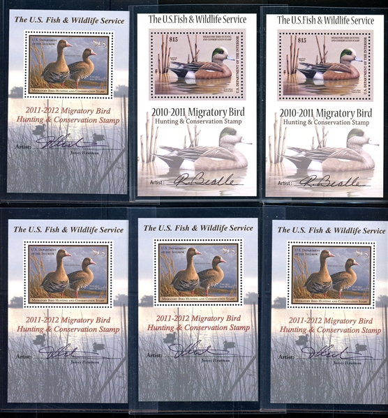 Signed Duck Mini Sheetlets, 2010-2012, in Quantity (SCV $590)