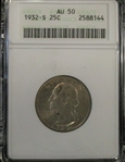 Washington Quarter 1932-S, ANACS AU50 (Est $200-250)