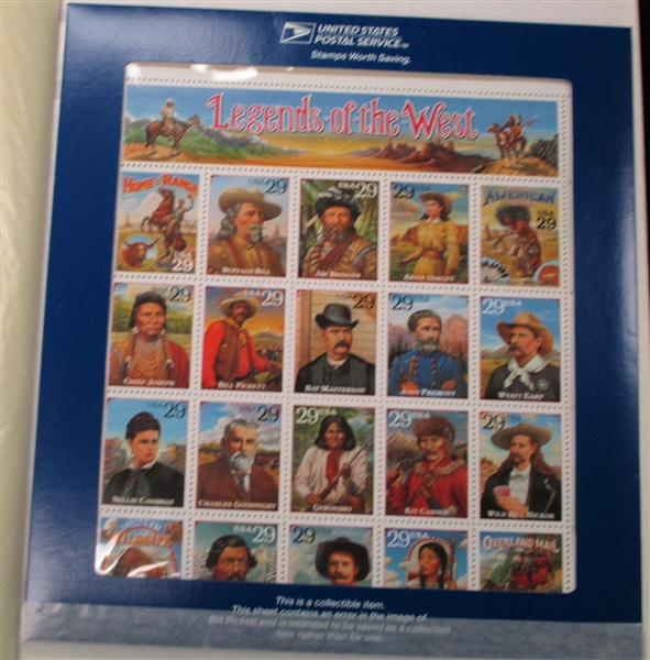 Legends of the West Recalled Sheet, Plus Presentation Book, More (Est $120-150)