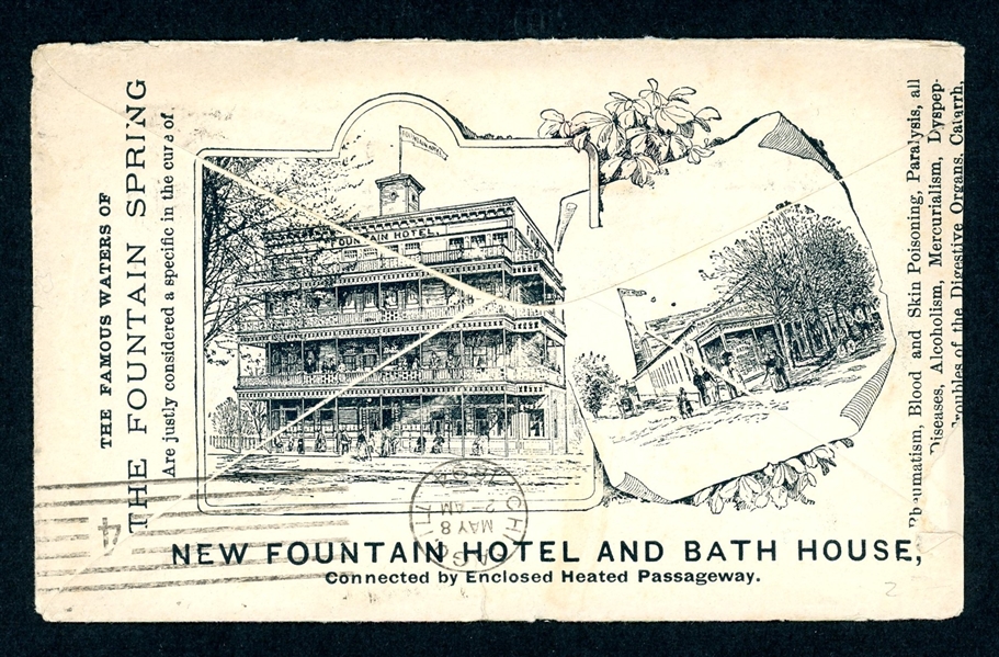 Fountain Hotel and Bath House Advertising Cover, Mt Clemens, MI (Est $30-40)