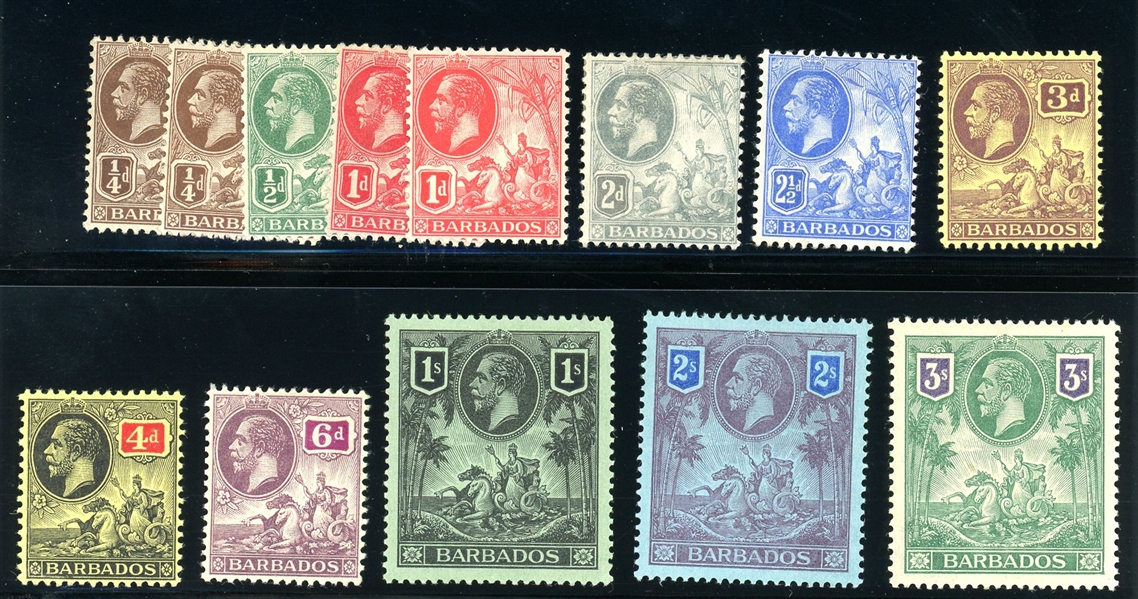 Barbados Scott 116-126 Mint Complete Set, 1912 KGV (SCV $260)