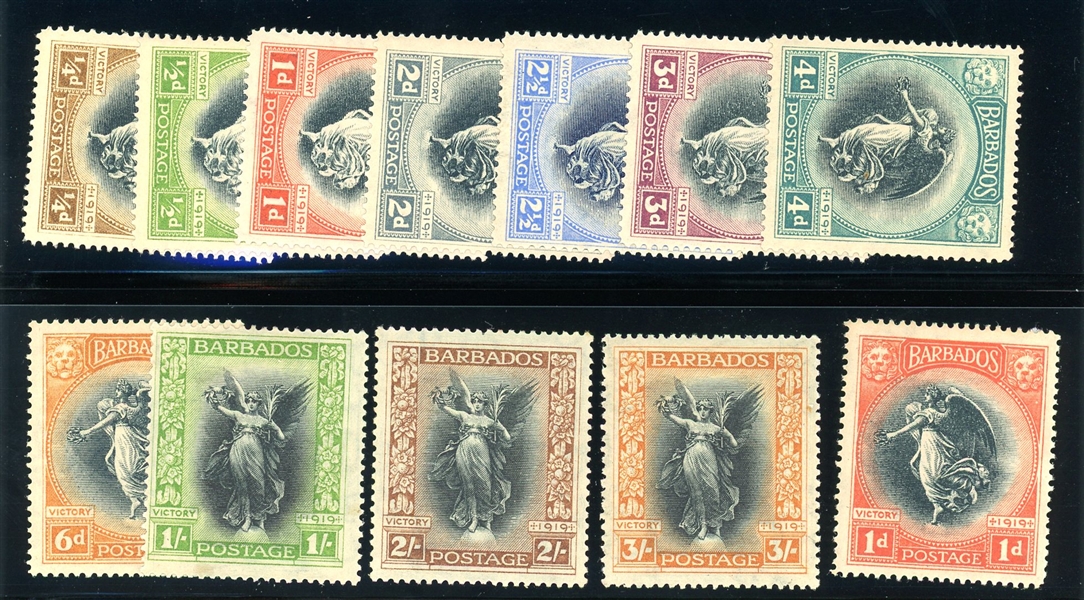 Barbados Scott 140-151 Mint Complete Set, 1920 Victory Issue (SCV $182)