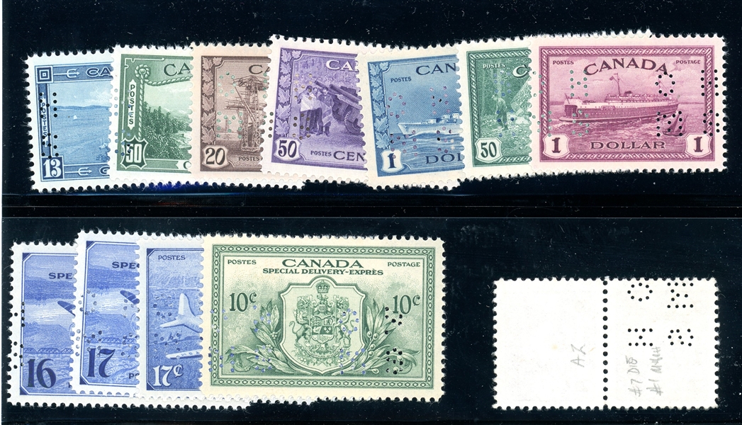Canada Group of MNH Perforated Officials, All 4-Hole (SCV $750)