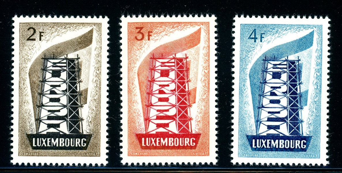Luxembourg Scott 318-320 MNH VF Complete Set, 1956 Europa (SCV $155)