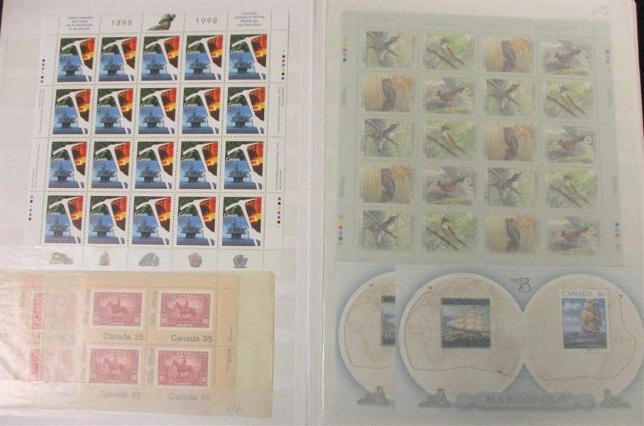 Canada MNH Souvenir Sheets, Plate Blocks and More in Stockbook (Face $475)