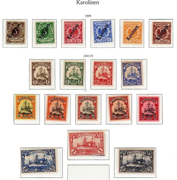 German Caroline Islands Mint/Used Collection on Hingeless Pages (Est $120-180)