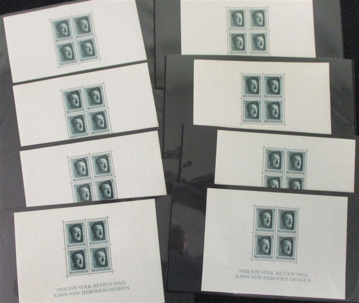 Germany Hitler Souvenir Sheets, Scott B102 (x8) MNH F-VF (SCV $420)