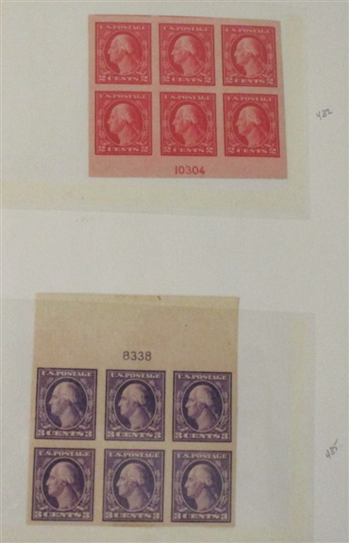 USA Group of Mostly Pre-1940 Plate Blocks on Dealer Sheets (Est $300-400)