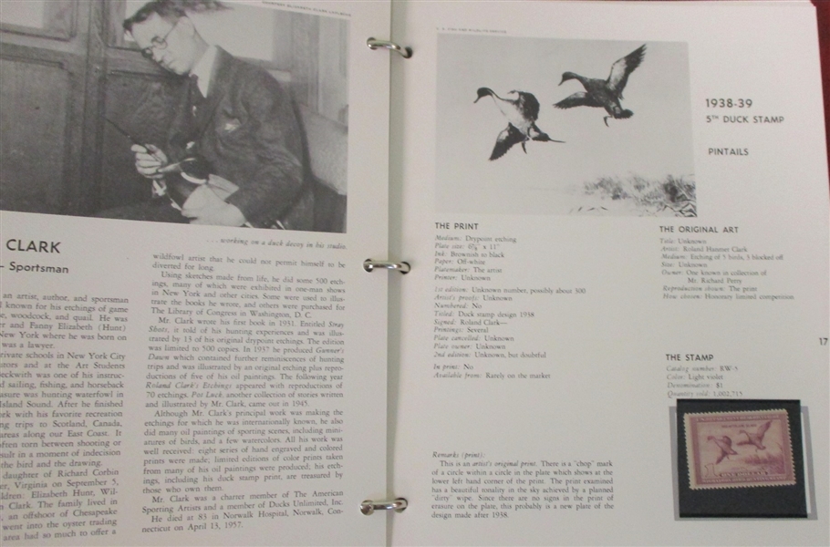 Federal Duck Stamp Collection in 2 Volume Stearns and Fink Duck Stamp Prints 