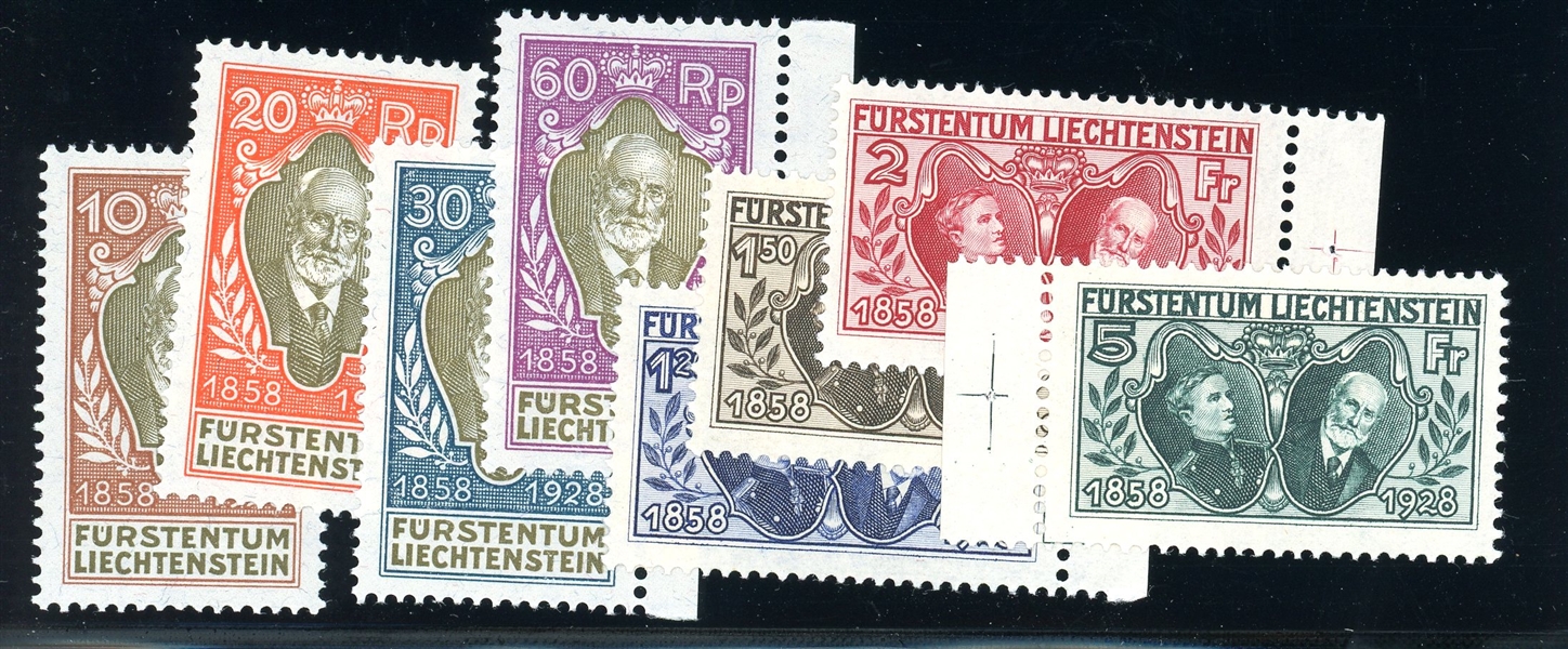 Liechtenstein Scott 82-89 MNH Complete Set, 1928 Prince Johann (SCV $1040)