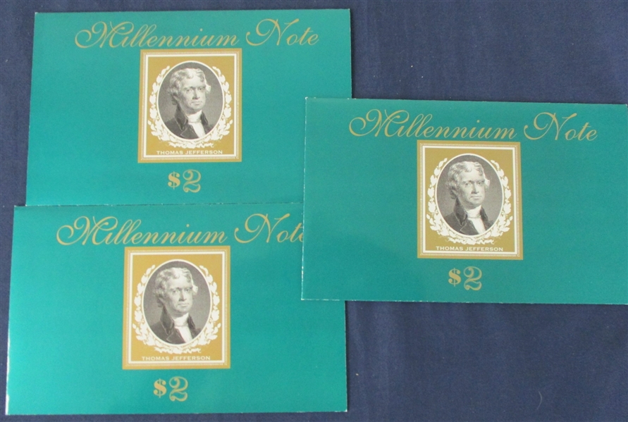 1995 $2 Star Millennium Note - 3 Consecutive Numbers (Est $75-100)