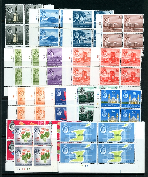 Trinidad and Tobago Scott 89//102, 116 MNH in Plate # Blocks (SCV $219)