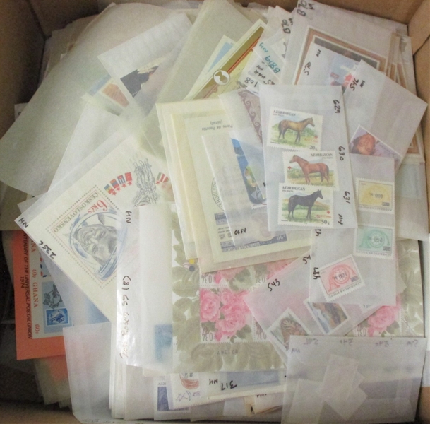Accumulation of Souvenir Sheets, Stamps in Medium Box (Est $300-400)
