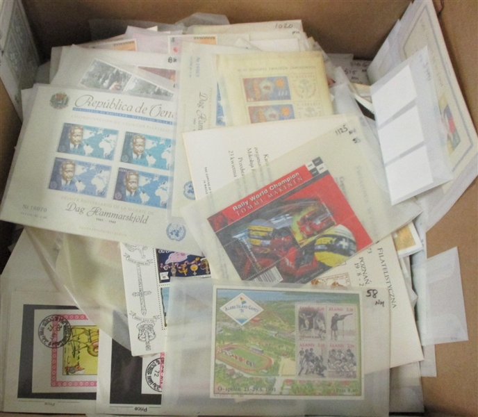 Accumulation of Souvenir Sheets, Stamps in Medium Box (Est $300-400)