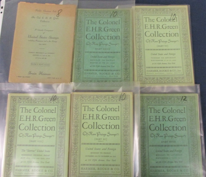 Auction Catalogs for the Colonel E.H.R. Green Collection, 1940's (Est $90-120)