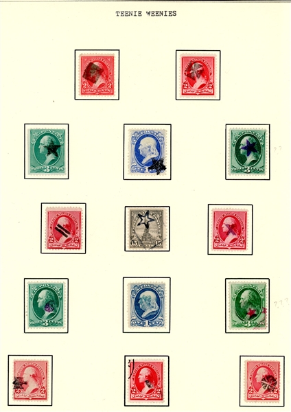 Collection of Tiny Cancels on US Stamps (Est $150-500)