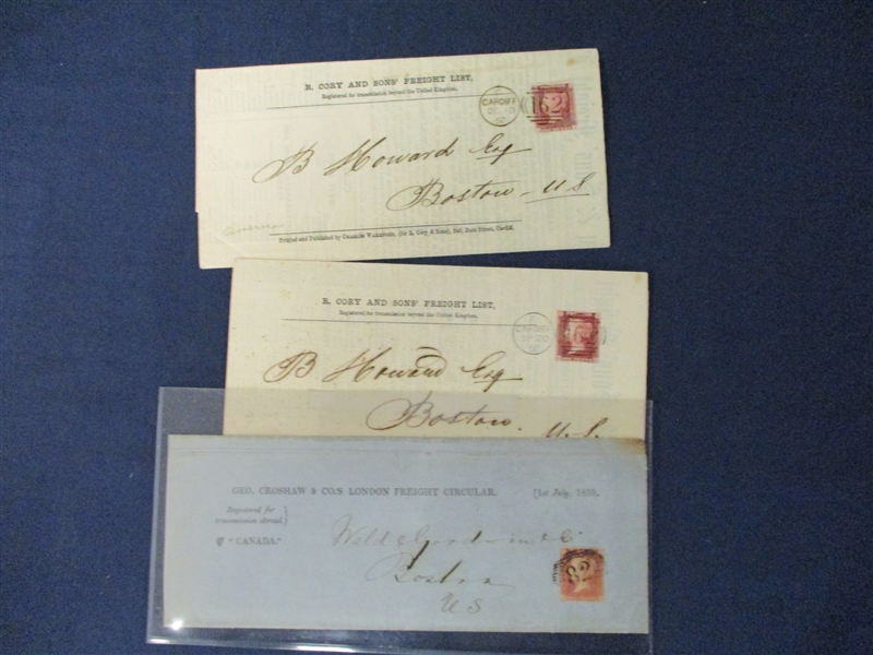 Great Britain Franked Pre-Printed Circulars, 1854-77 (Est $175-250)