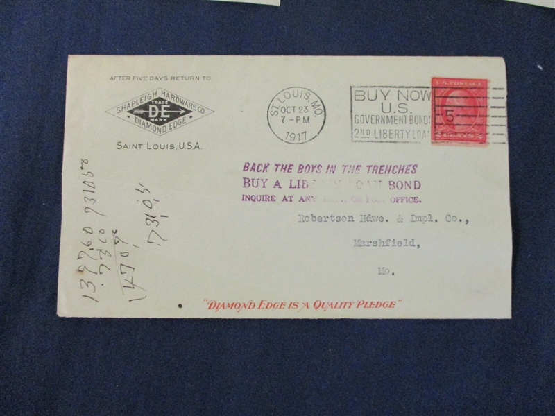 National One Cent Letter Stamp, with Stamped Letters (Est $40-60)
