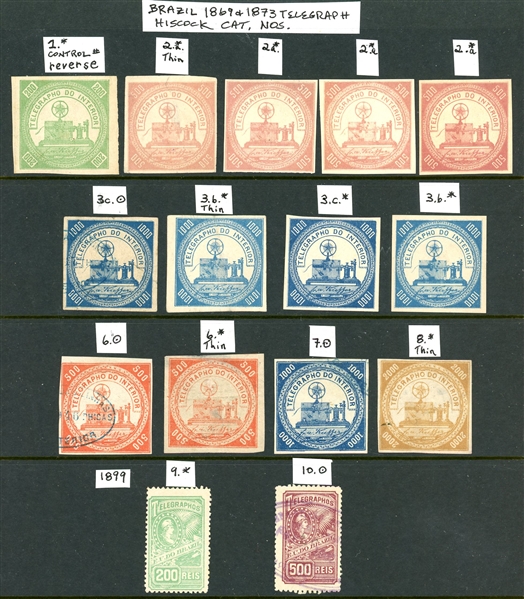Brazil Telegraph Stamps, 1869-1899 (Est $150-200)