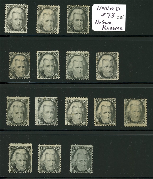 USA Scott 73 Unused and Used Group, 125 Total Stamps (Est $2000-3000)
